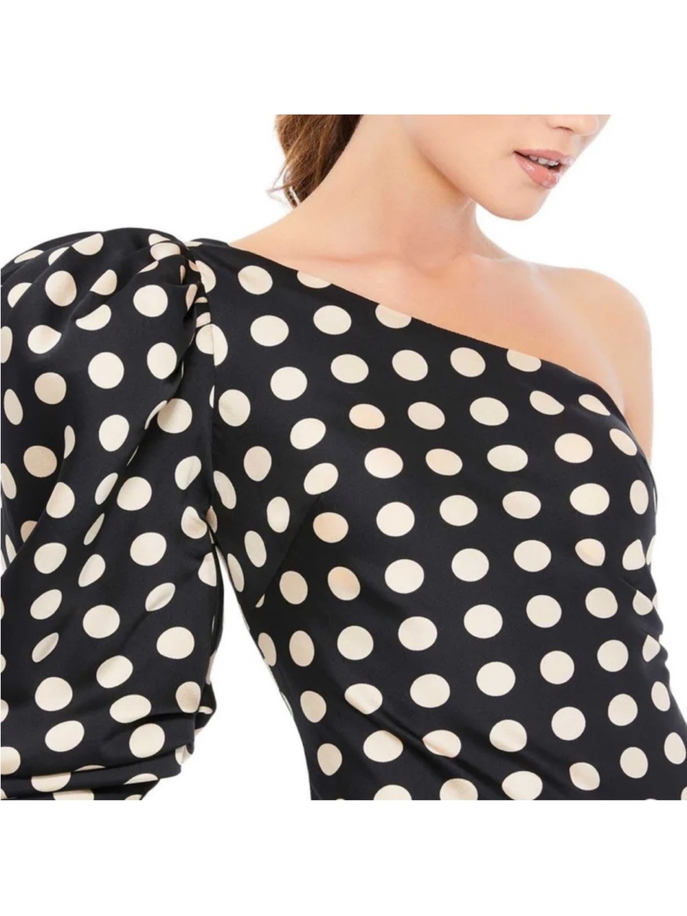 Ieena for macduggal polka dot one shoulder sheath gown women’s 10 - Picture 6 of 10